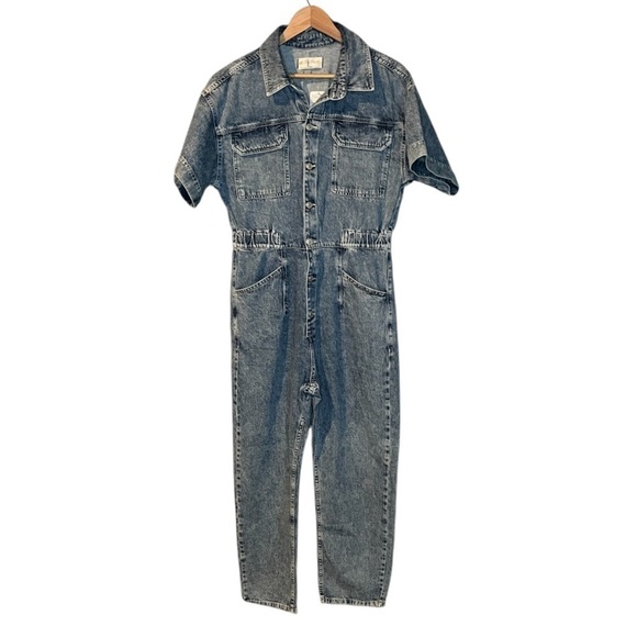 NWT Free People Marci Coverall Denim Jumpsuit Powder Blue - Picture 5 of 16